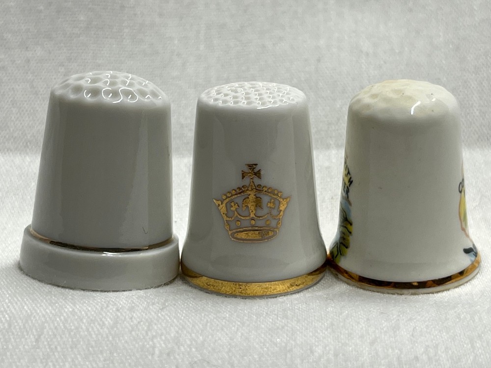 Three Ceramic Souvenir Thimbles