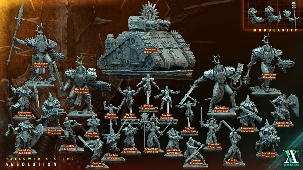 3D Printed Archvillain Games Absolutioner Hallowed Sisters Absolution 28 32mm