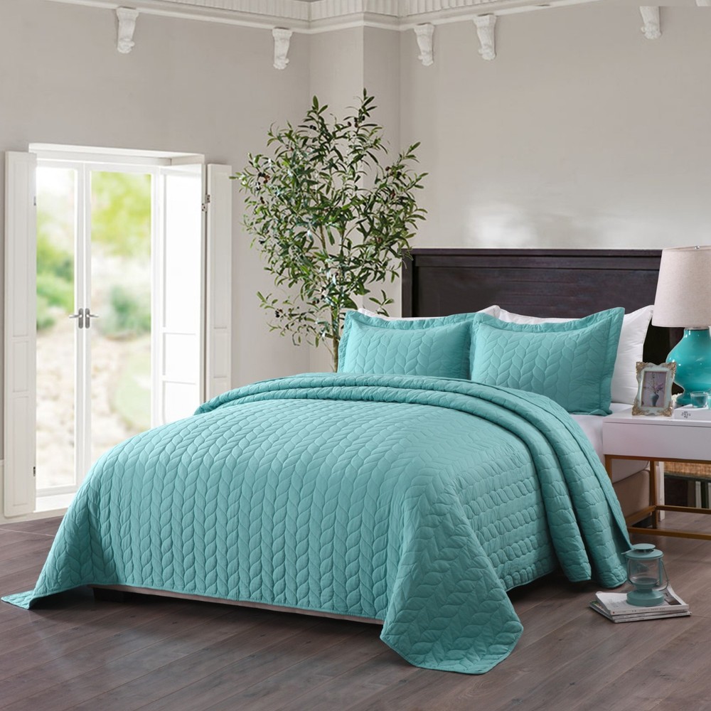 3 Piece Lightweight Bedspread Quilt Set Polyester Quilts Prewashed, Queen King