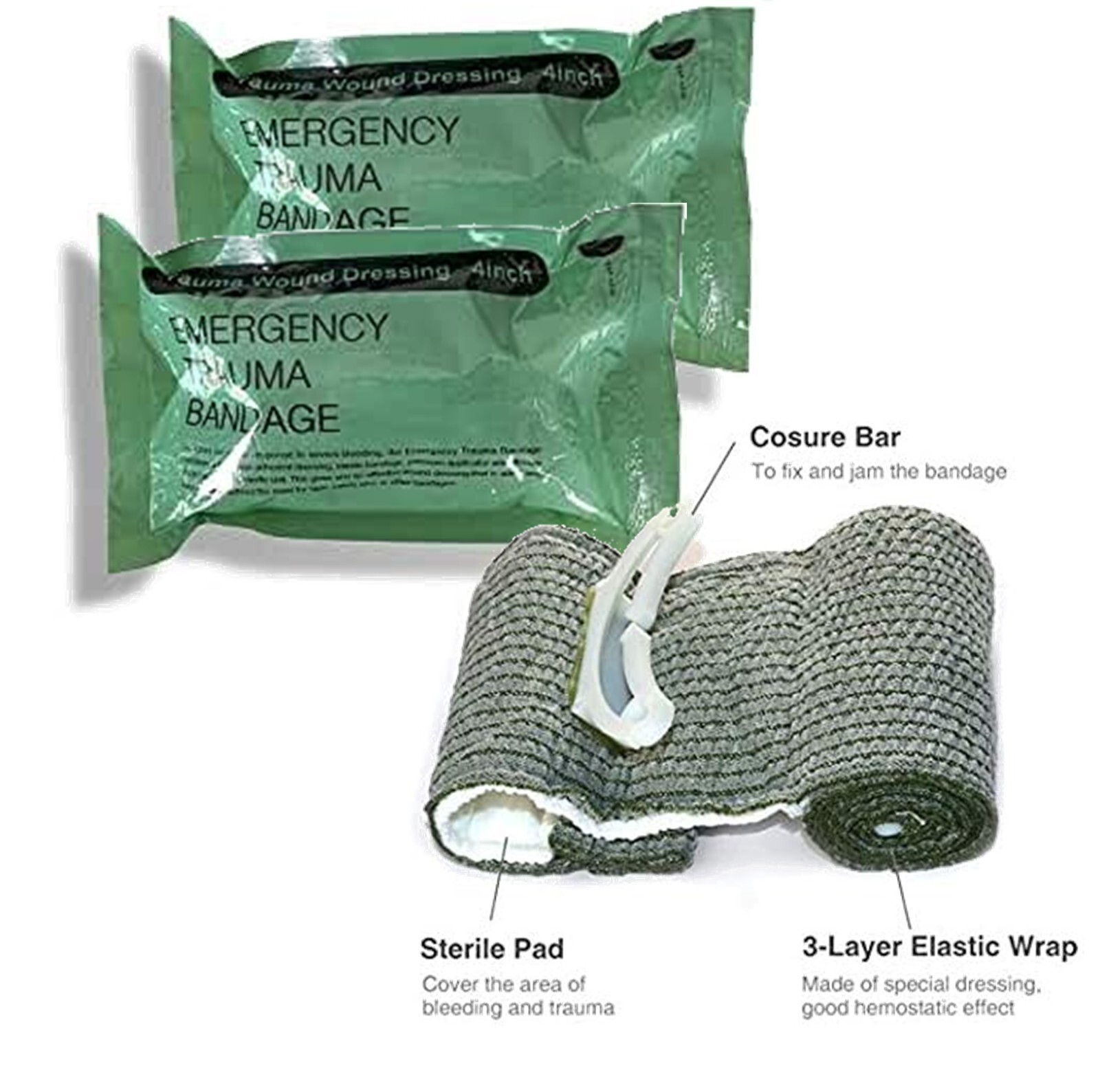 *2-Pack* Medical 4” Emergency Trauma Bandage