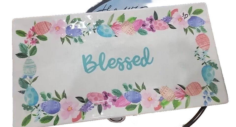 Tray Serving Melamine Shabby Chic  Easter EggsRetangle 18"×9.5" granny Core Gcon