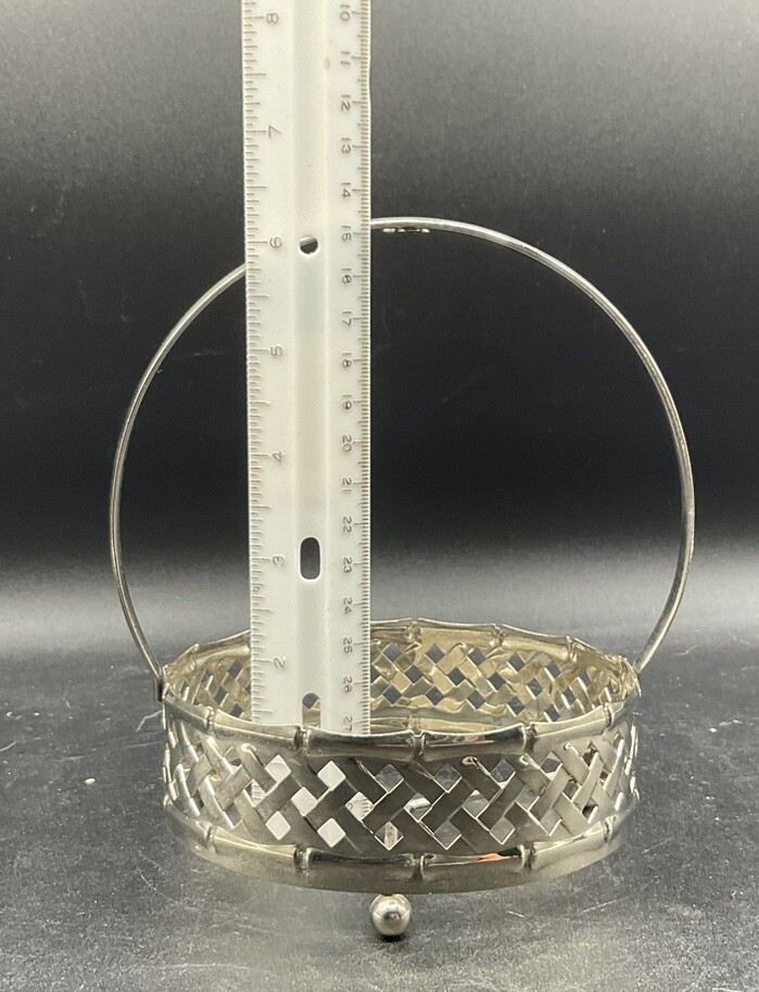 VINTAGE SILVER PLATE BOWL HOLDER WITH UTENSIL HOLDER