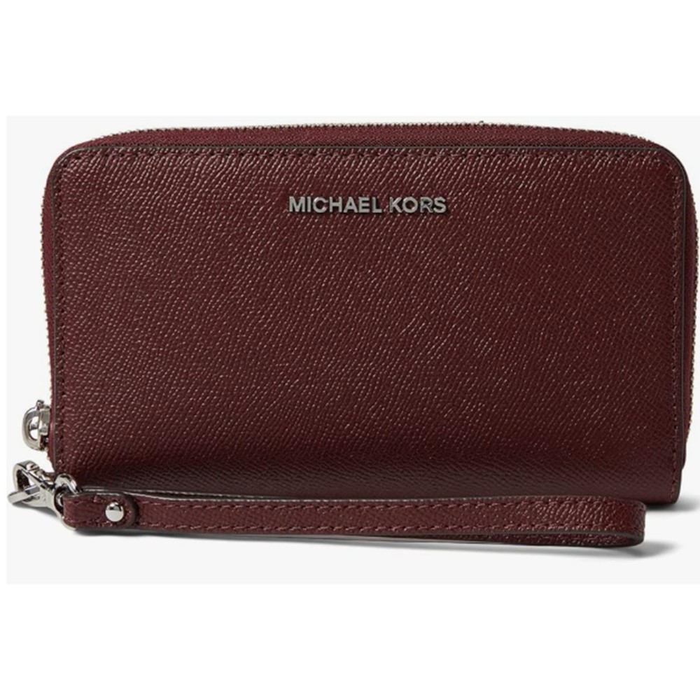 Michael Kors Jet Set Large Flat Multi Function Phone Case Merlot Purse Wallet