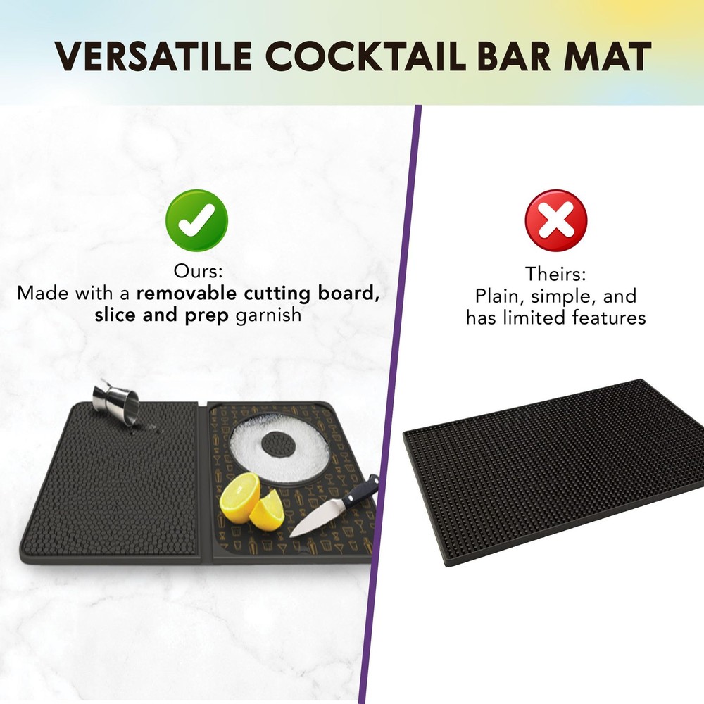 Multi-Use Cocktail bar Mat, Black