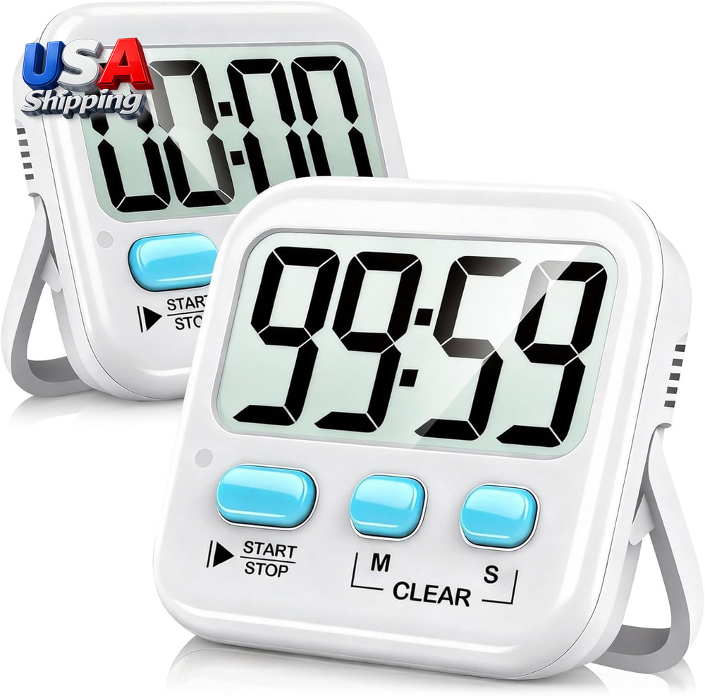 2 Pack Digital Timer for Kids, Magnetic Countdown Kitchen Timers for Cooking, Eg