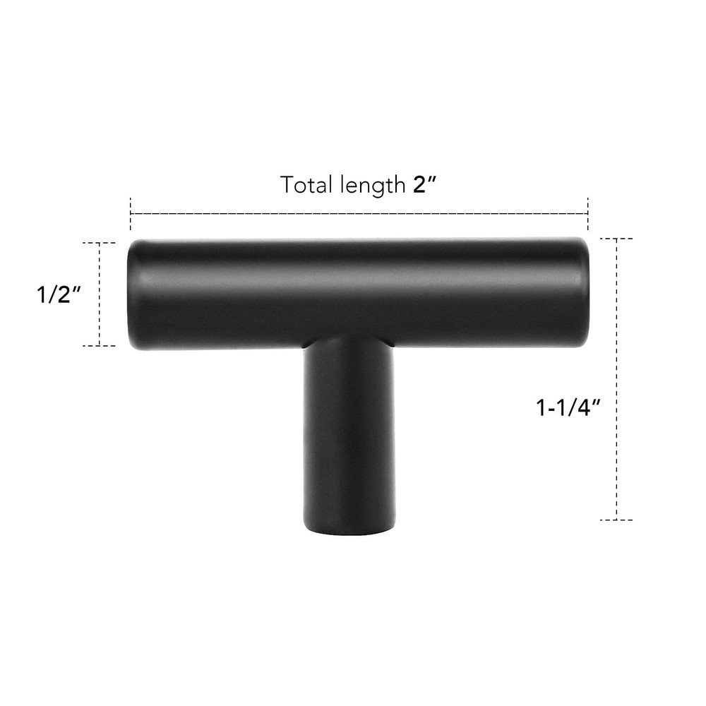 10 Pack Matte Black 2 Inch Cabinet Knobs Stainless Steel Pulls Hardware
