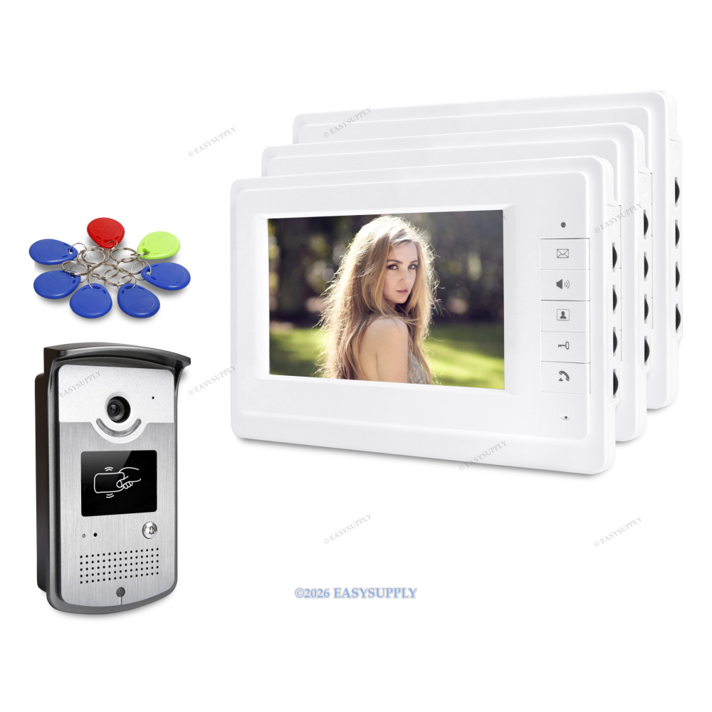 7" Wired Video Door Intercom System Electric Lock Supported for Home Security