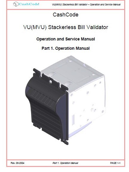 Cash Code MVU VU Bill Acceptor Note Validator MANUAL SOFT SCHEME CIRCUIT