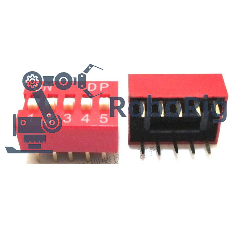 20 Pcs Slide Type Switch Module 2.54mm 5-Bit 5 Position Way DIP Red Pitch