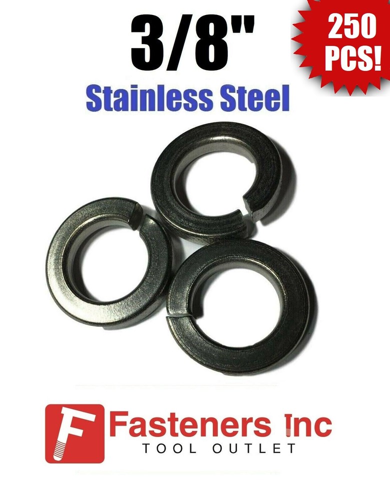 (Qty 250) 3/8" Stainless Steel Regular Split Lock Washers Type 18-8
