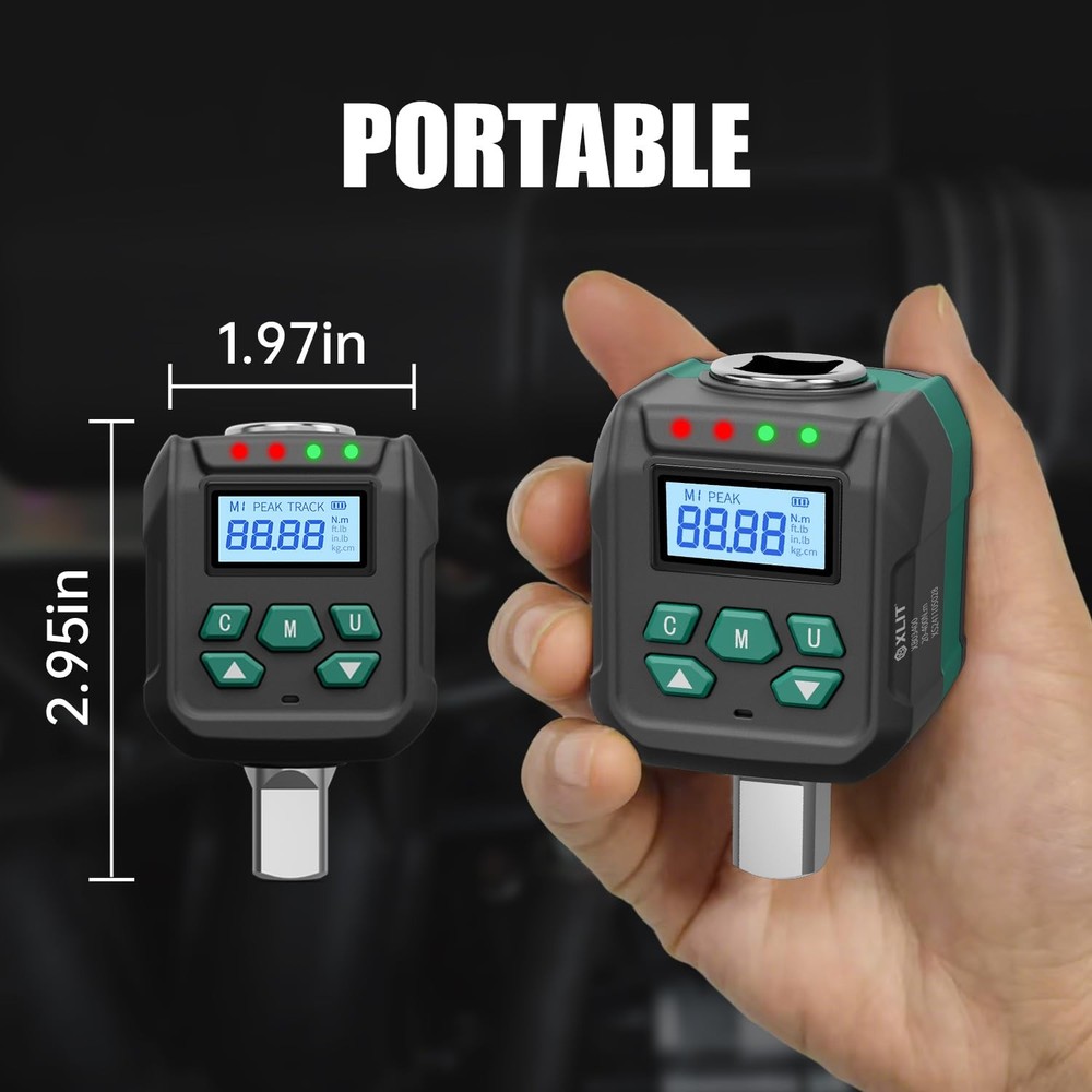 1/2" Digital Torque Adapter Set with Socket Adapters 1/4", 3/8" - 2 Accuracy