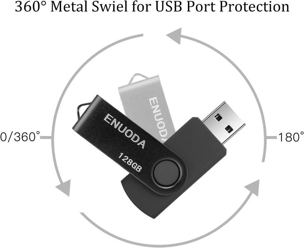 128GB USB Flash Drive - Swivel Design, Dust Proof & High-Speed Data Transfer