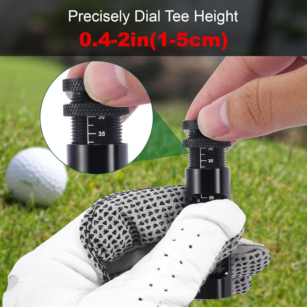 Adjustable Golf Tee Height Tool, Aluminum Golf Tee Height Setter with Precise Sc