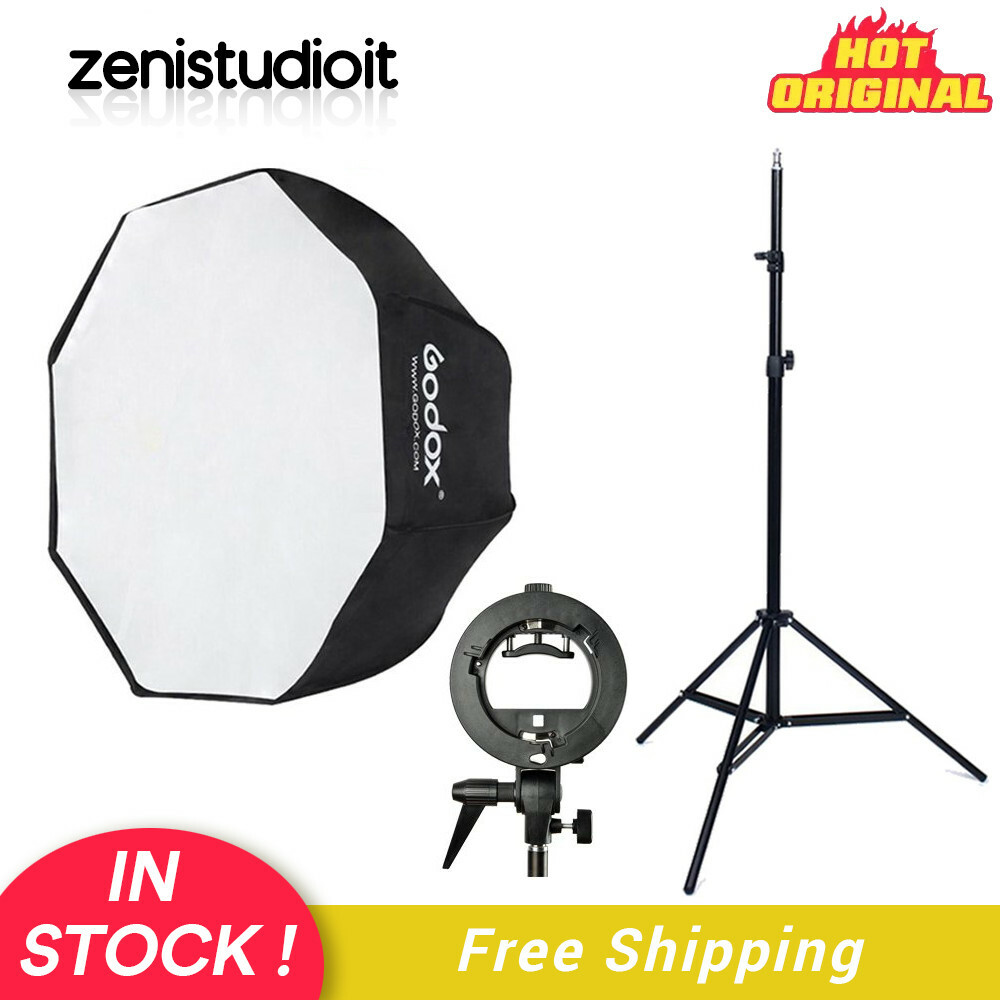 US Godox 80/120cm Umbrella Softbox+S-Type Bracket Stand For Rectangle Flash Head