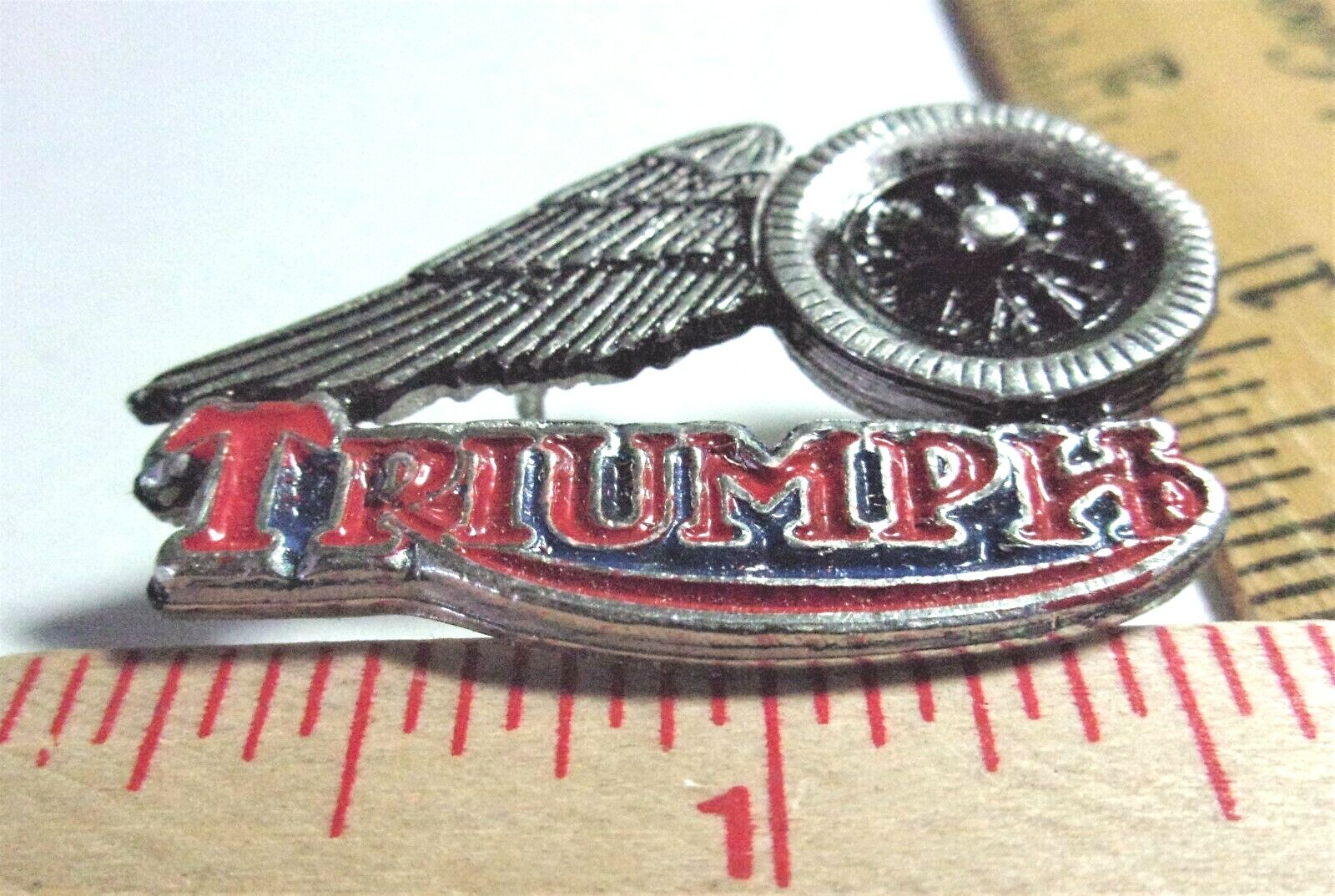 Triumph pin vintage collectible old British motorcycle pinback biker memorabilia