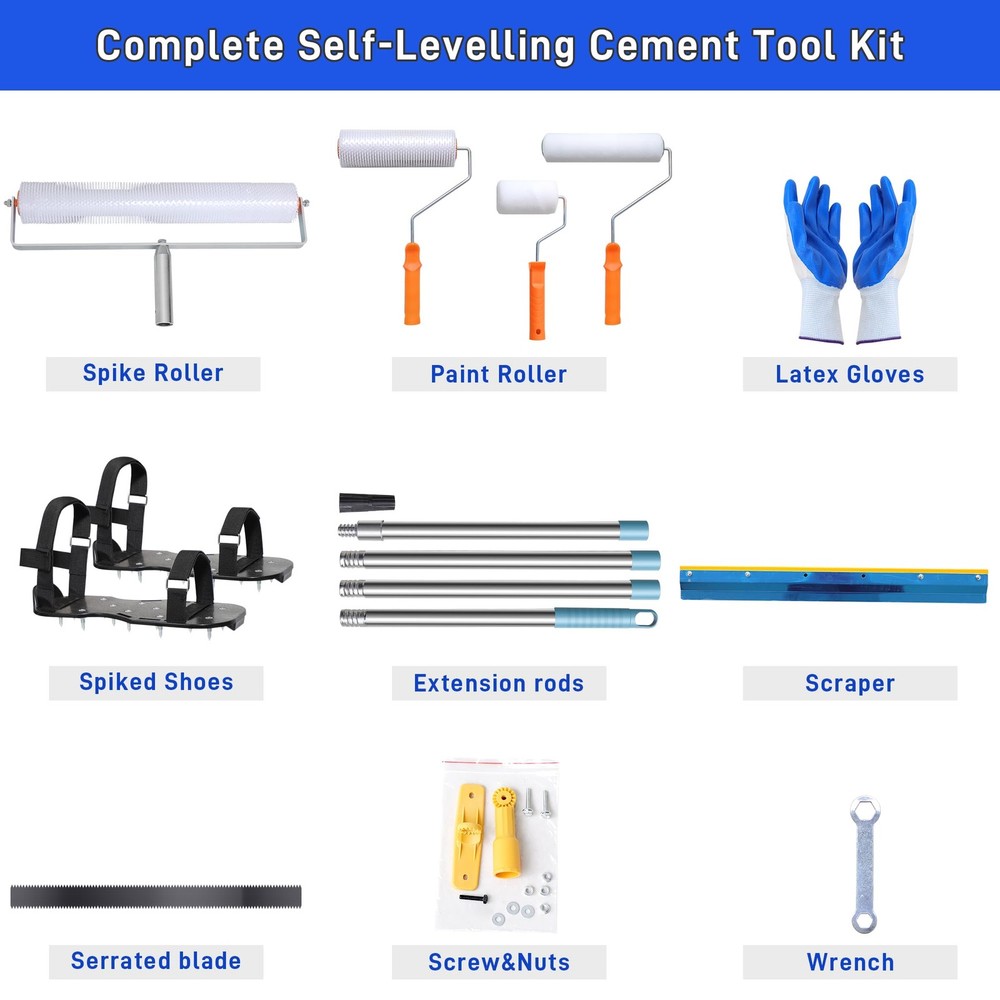 Self Leveling Cement Tool Kit- Epoxy Floor Tool Kit Includes Self-Leveling Ra...