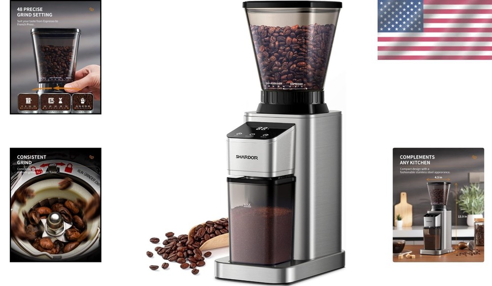 Ultimate Coffee Experience - 48 Grind Settings & Precision Timer Coffee Grinder