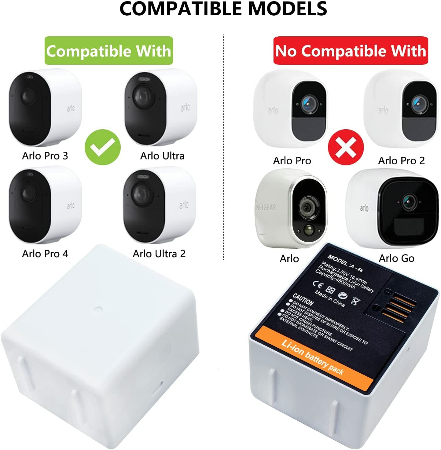 2 Battery for Arlo Pro 3/Pro 4/Ultra/Ultra 2 Camera VMC4040 VMC4040P VMC5040 NEW