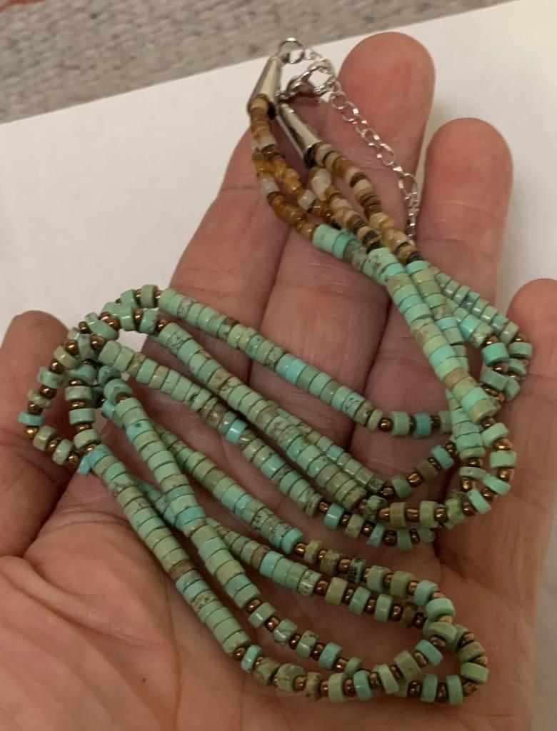 South western multi-strands turquoise heishi necklace/21"-23"(y241c-w1)