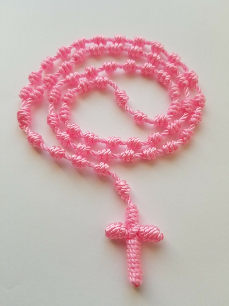 Nylon Rosary Knotted Cord Pink