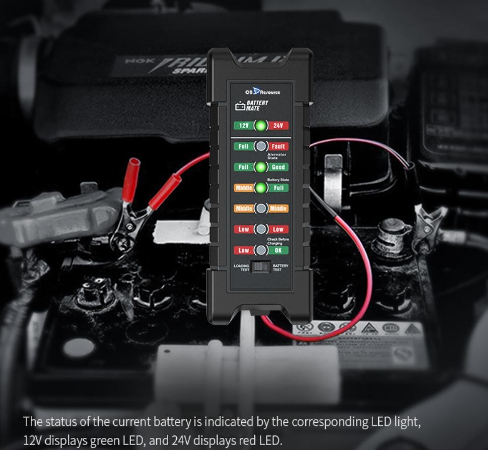 12/24V Car Battery Load Tester Alternator analyzer Diagnostic tool LED Indicator