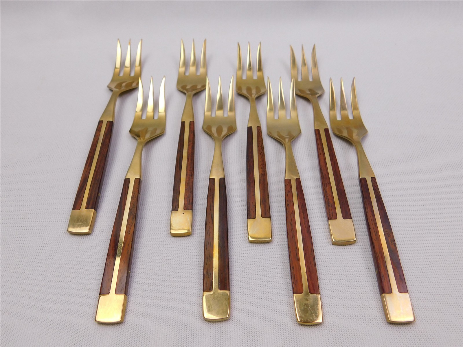91Pcs JEAN-CLAUDE Bronze & Rosewood Flatware Set MCM Service for 8 + Service Pcs