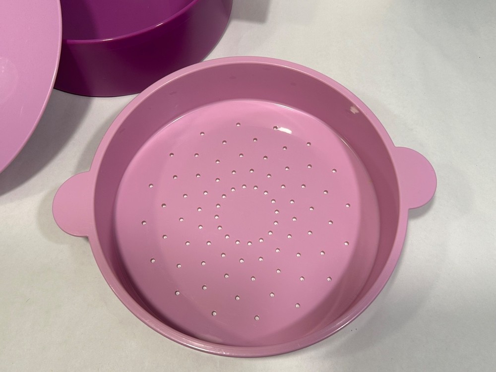 TUPPERWARE Microwave Vegetable Steamer Purple 3 Piece Set