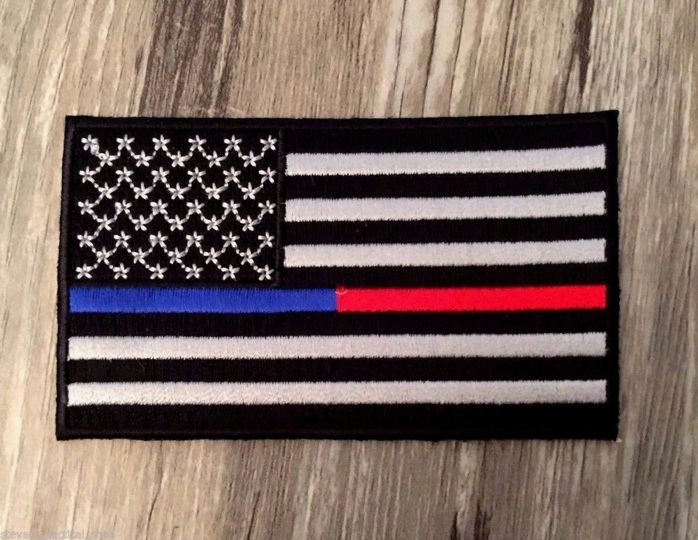Thin Blue Line Thin Red Line Combo American Flag Patch