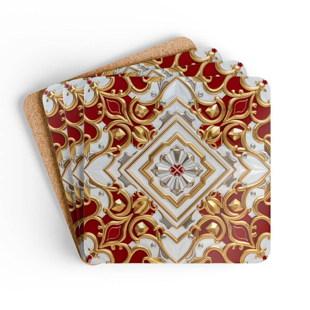 Royal Diamond Corkwood Coaster Set (4pc)