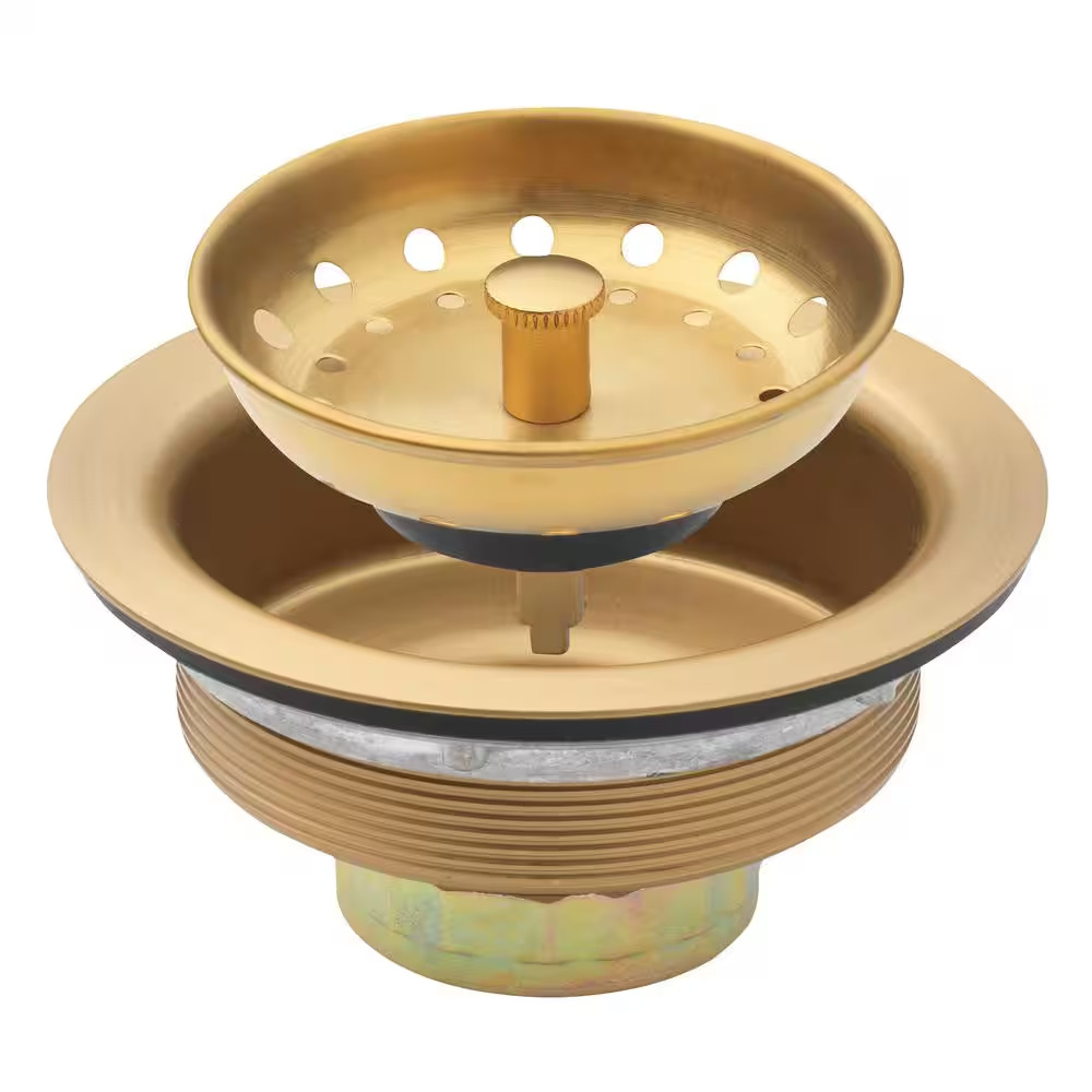 Fixed Post Kitchen Sink Strainer-Brushed with Gold Finish