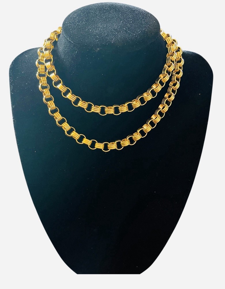 GIVENCHY Circle Link Gold Tone Chain Long Necklace