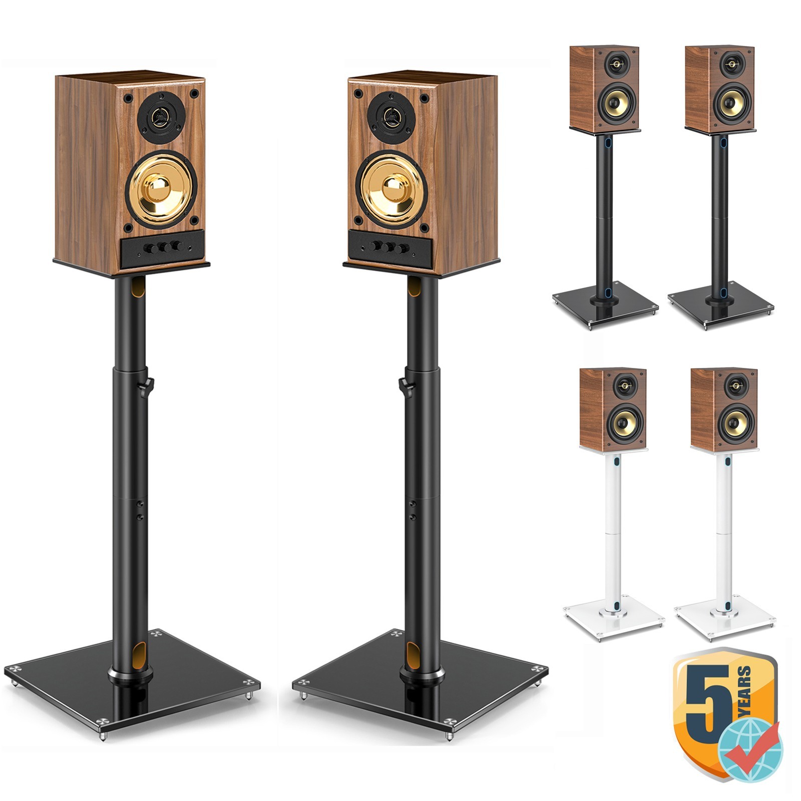 Universal Speaker Stands Pair 45° Swivel Adjustable Stands with Cable Management