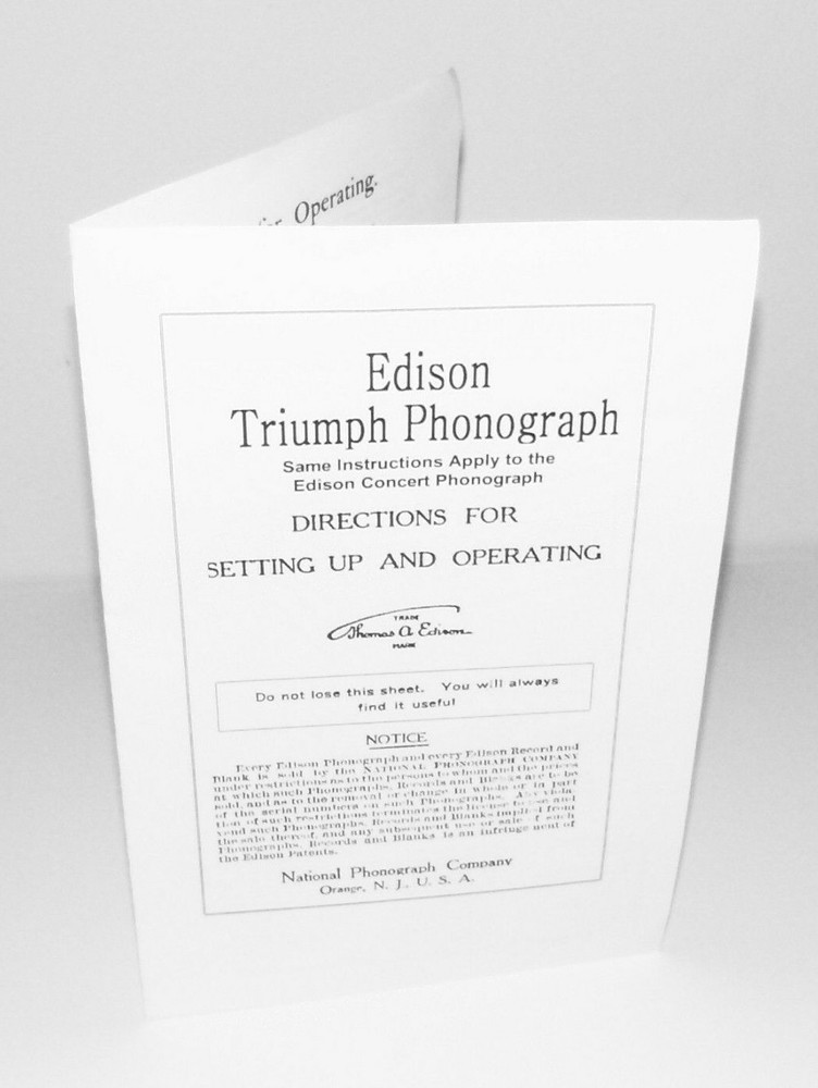 Edison Triumph / Concert Phonograph Instruction Manual