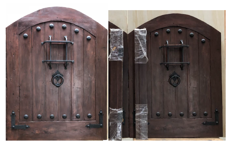 Solid reclaimed lumber + wrought iron pedestrian gate w/side jambs custom URSIZE