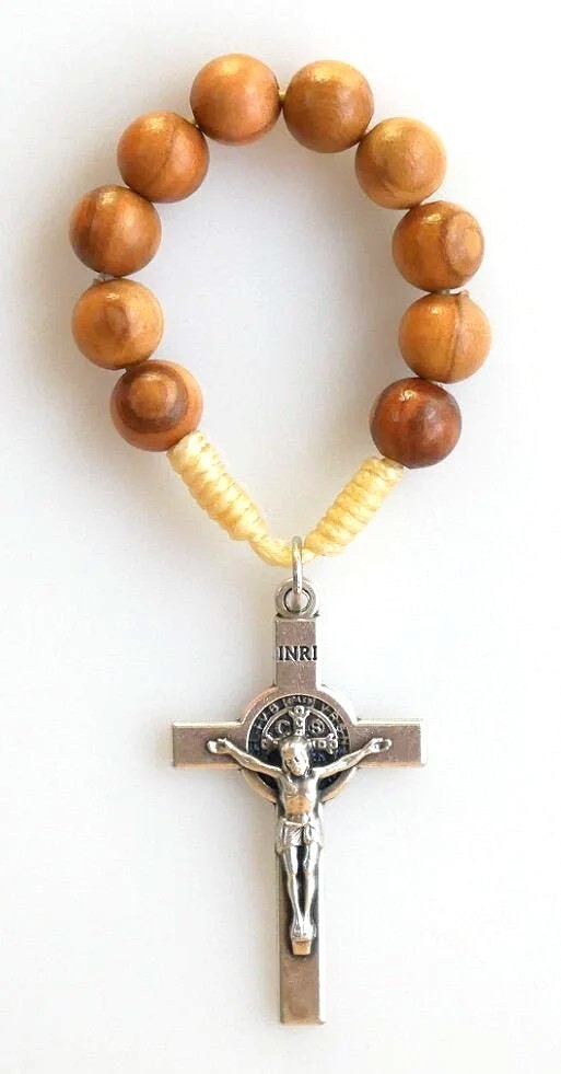 Saint Benedict Wood / Cord Finger Rosary