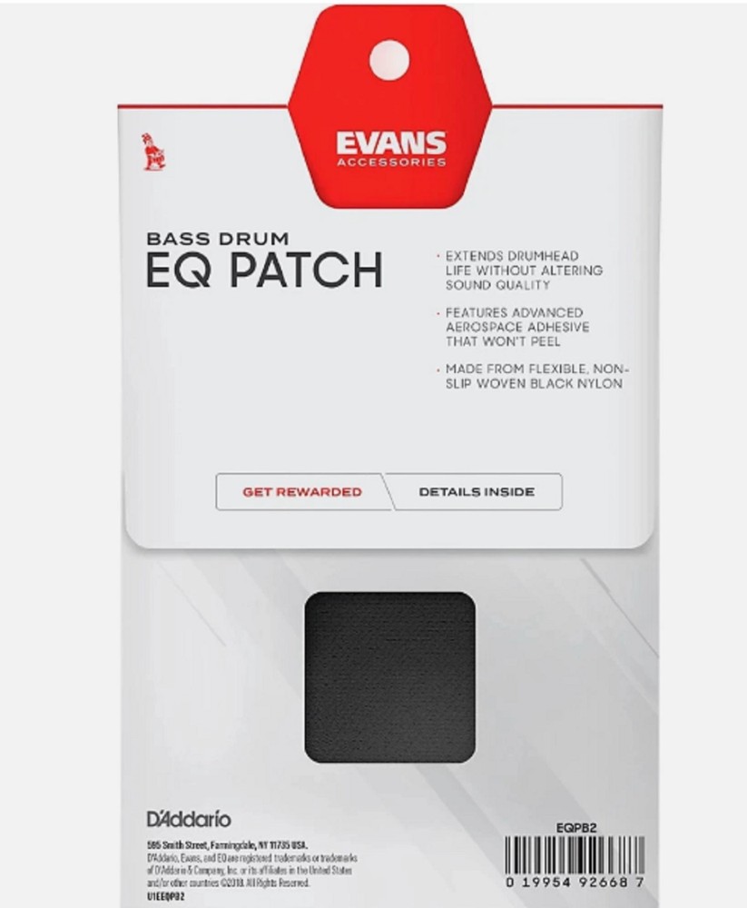 2-Pack Evans EQ Double Pedal Patch, Black Nylon, EQPB2
