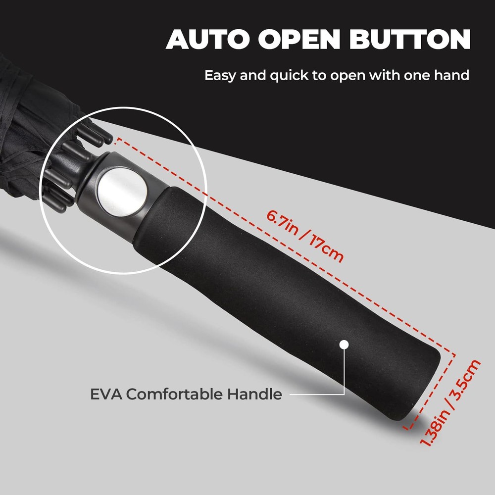 Automatic Open Golf Umbrella, 54/62/68/72 inch Extra Large Oversize Double Ca...