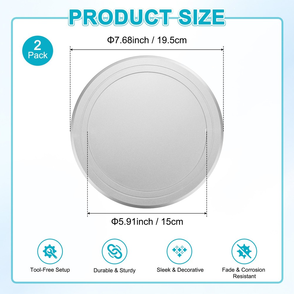 2-Pack Access Panel for Drywall, 6x6 Inch Round Plastic Removable [Silver Tone]