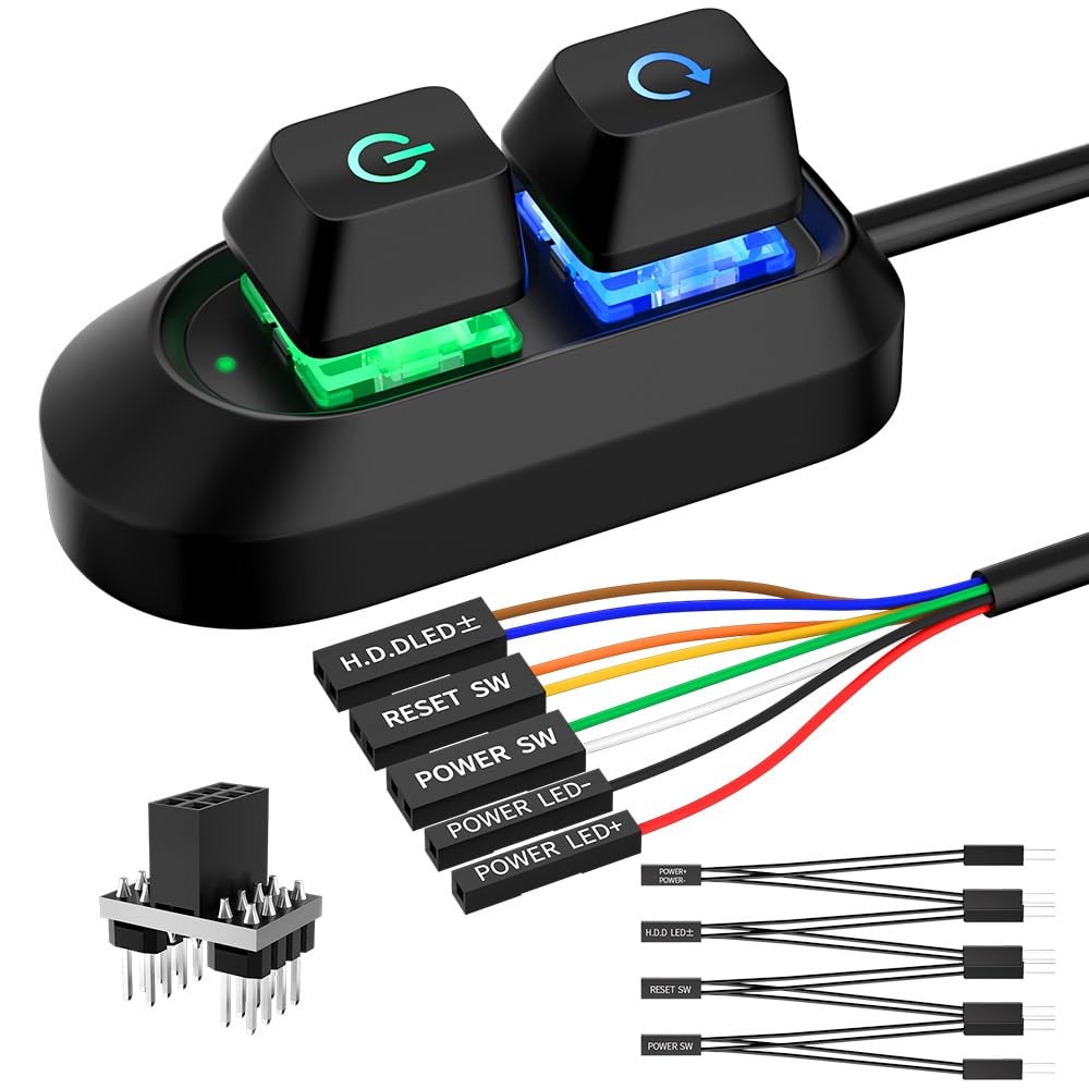 PC Power Button,External Switch with LED Desktop for Computer Motherboard