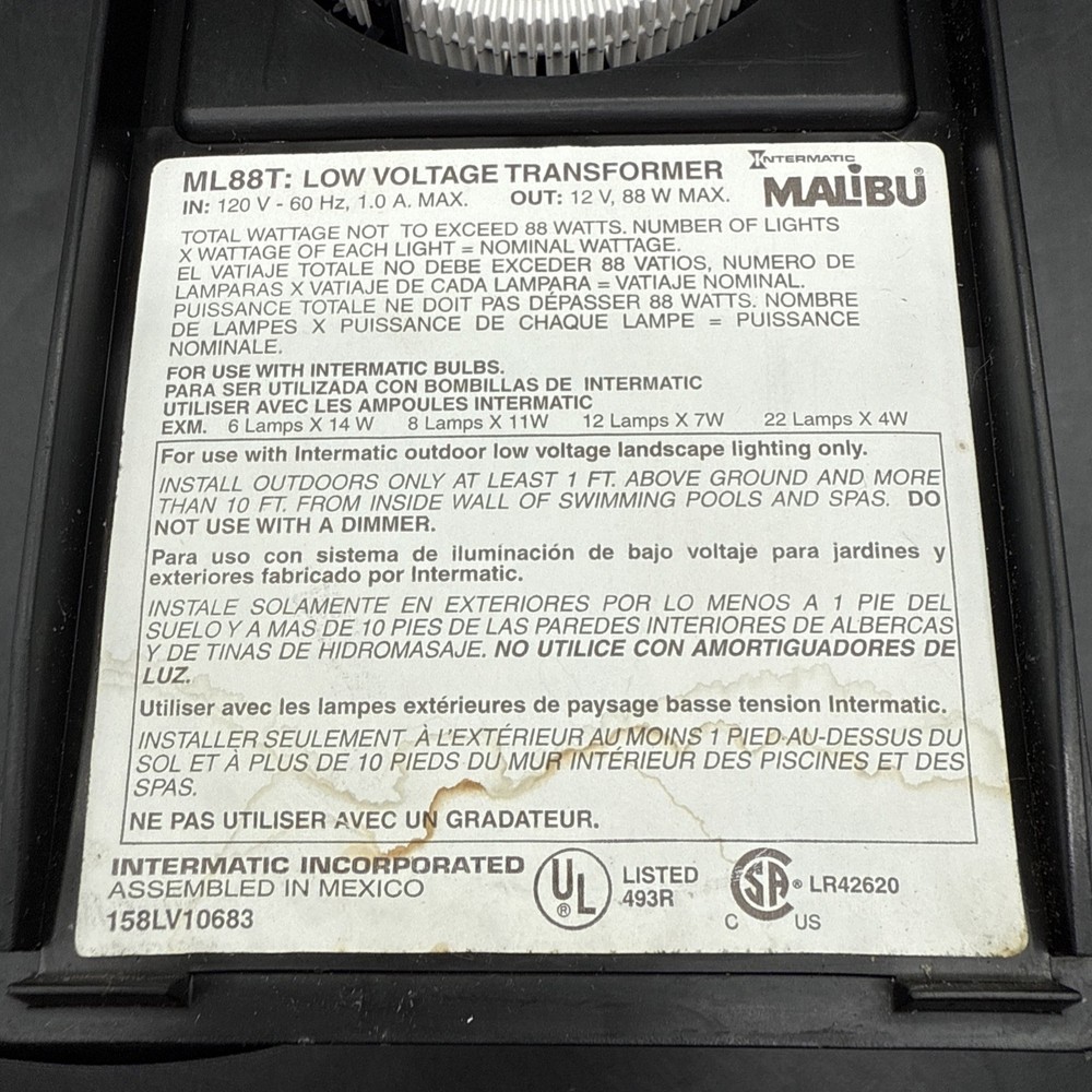 Malibu Intermatic ML88T 88-Watt Low Voltage Transformer