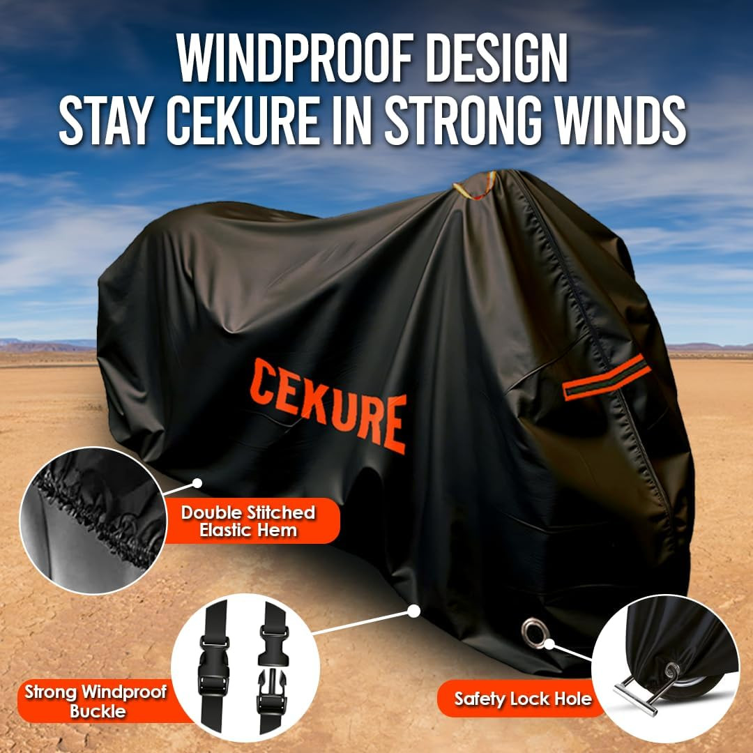 Heavy Duty Motorcycle Cover Waterproof Outdoor 210D Oxford Fabric with Heat Seal