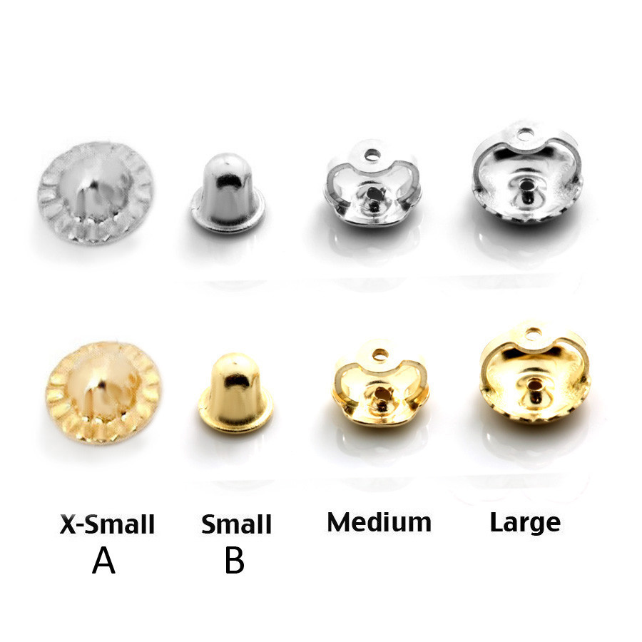 Backing Screw Back Earring Back's 14k Yellow or White Gold Small Medium Or Large