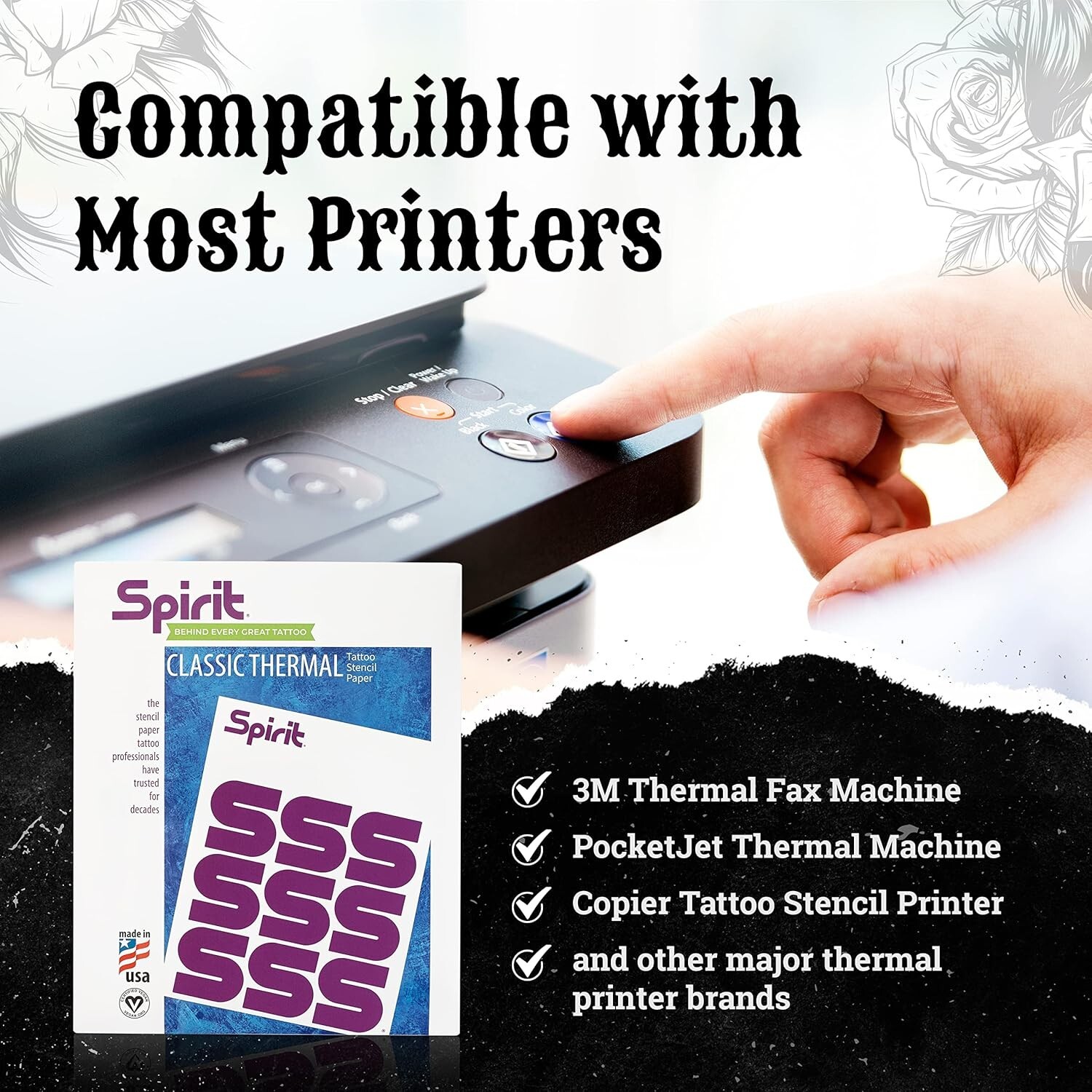 SPIRIT Tattoo Transfer Thermal Stencil Paper Sheets (25ct) Ship-safe mailer