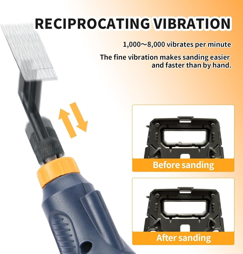 Mini Reciprocating Detail Sander USB Rechargeable Variable Speed LED Blue