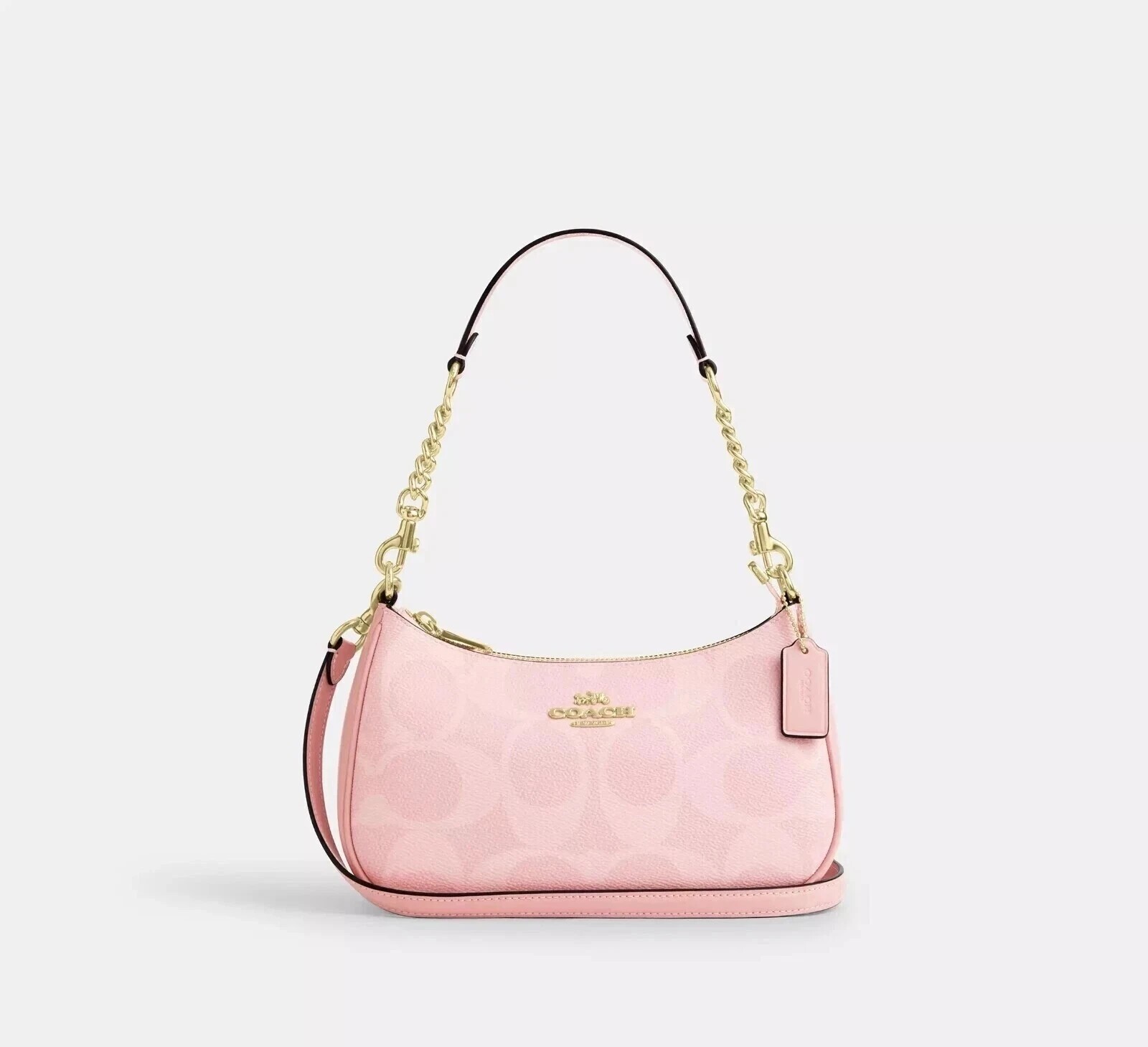 COACH Teri Shoulder Bag In signature canvas/Gold/Powder Pink New CAL51