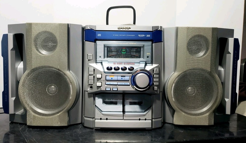 SHARP Mini Component Shelf System - CD-BA300 - Tested, Dual Sided Speakers, READ