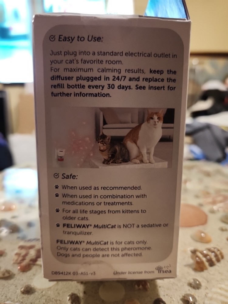 Feliway Multicat Plug In Diffuser Starter Kit Happy Cats Calming Refill BB3/27