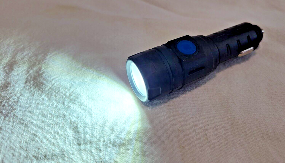 LED Flashlight Compact Mini Bright Car Cigarette Lighter Rechargeable 12V