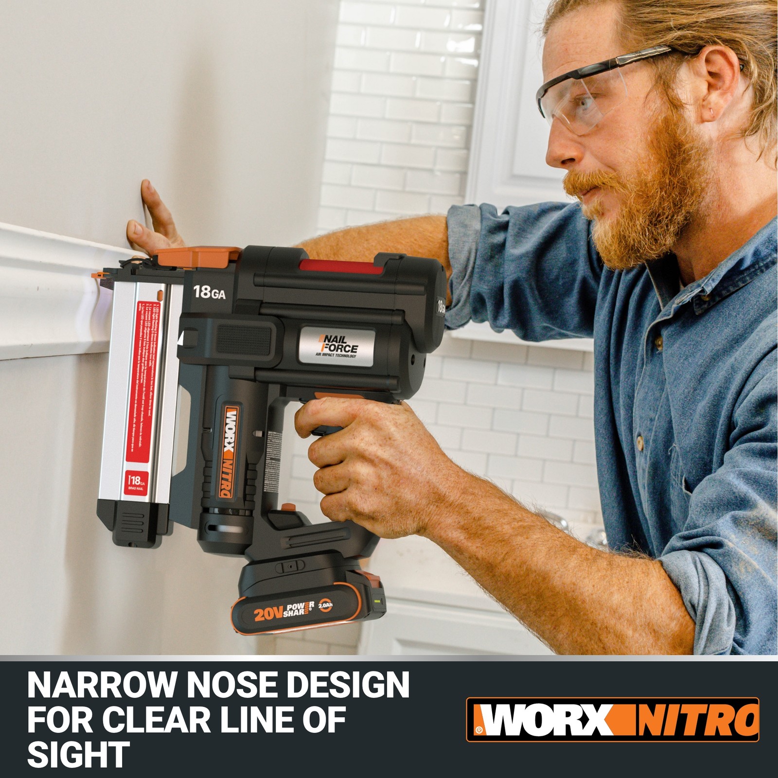 Worx 20V Cordless 18GA Brad Nail Gun-OB (WX842L-AN)