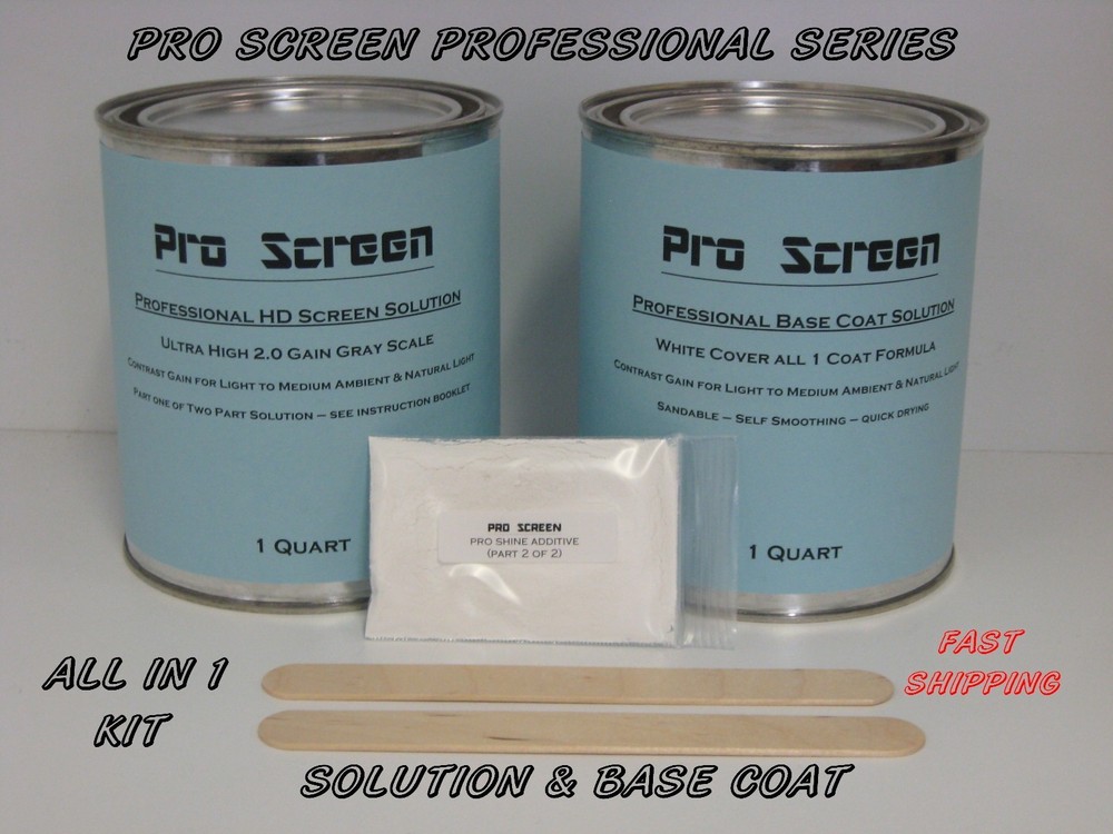 HD Projector / Projection Screen Paint - All in 1 Kit -Solution + Base Coat -3D